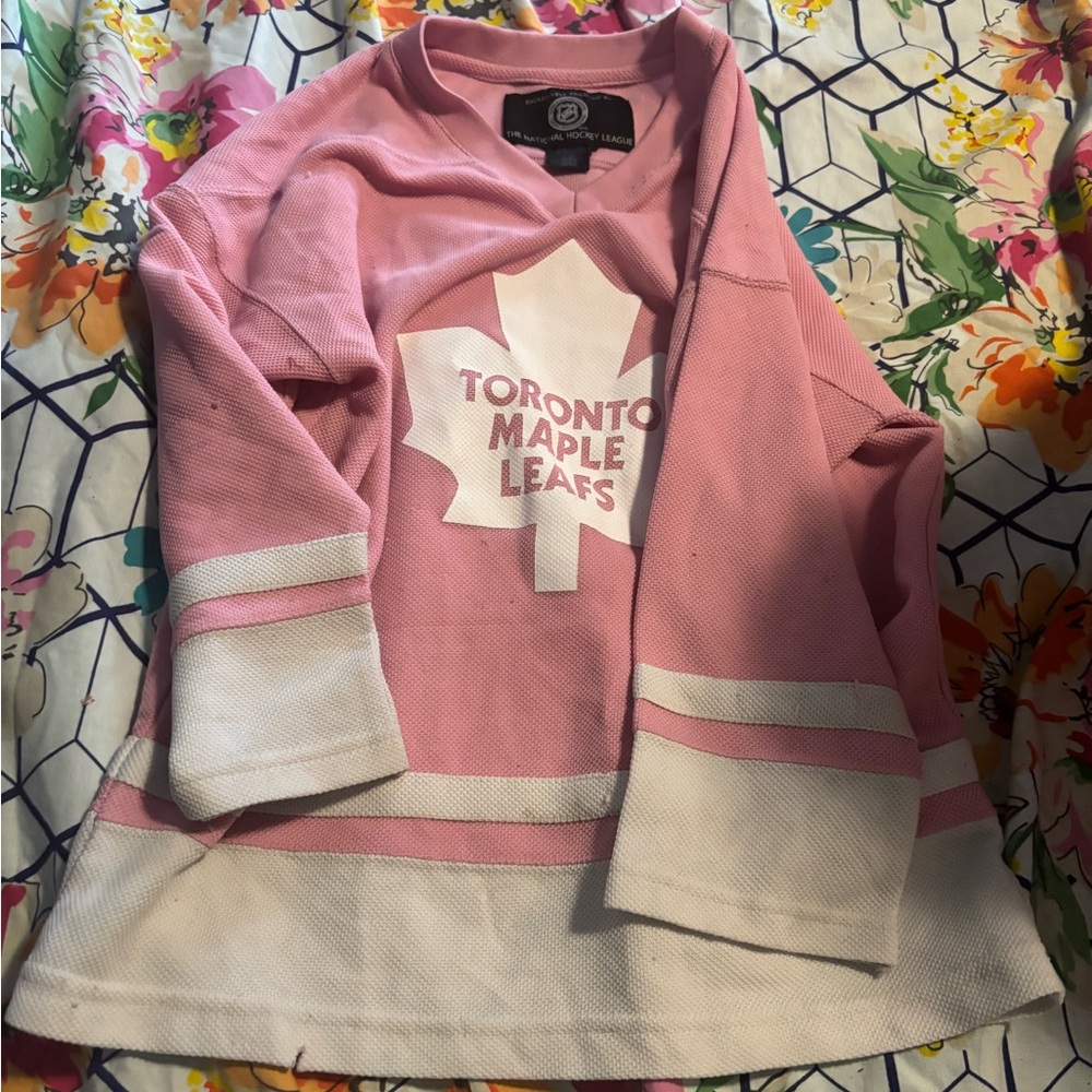 Reebok Kids Pink and White Toronto Maple Leafs Jersey large/xl
